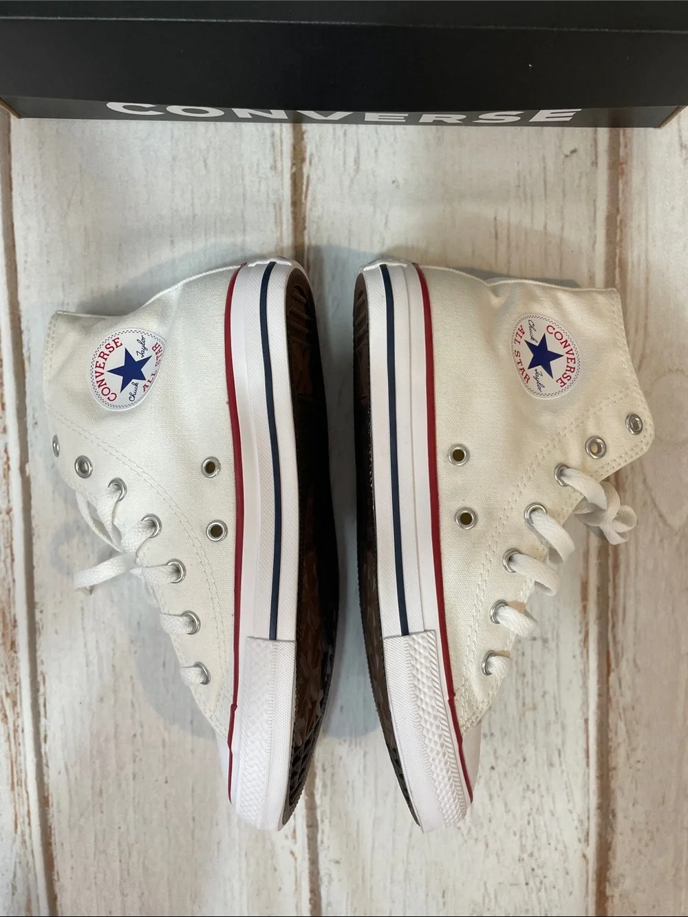 NEW Converse All Star Kids Youth 3 White Canvas High-Top Sneakers Chuck Taylor